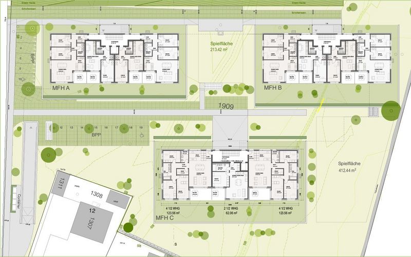 Grund Silenen: Plan Umgebung mit Grundriss Erdgeschoss